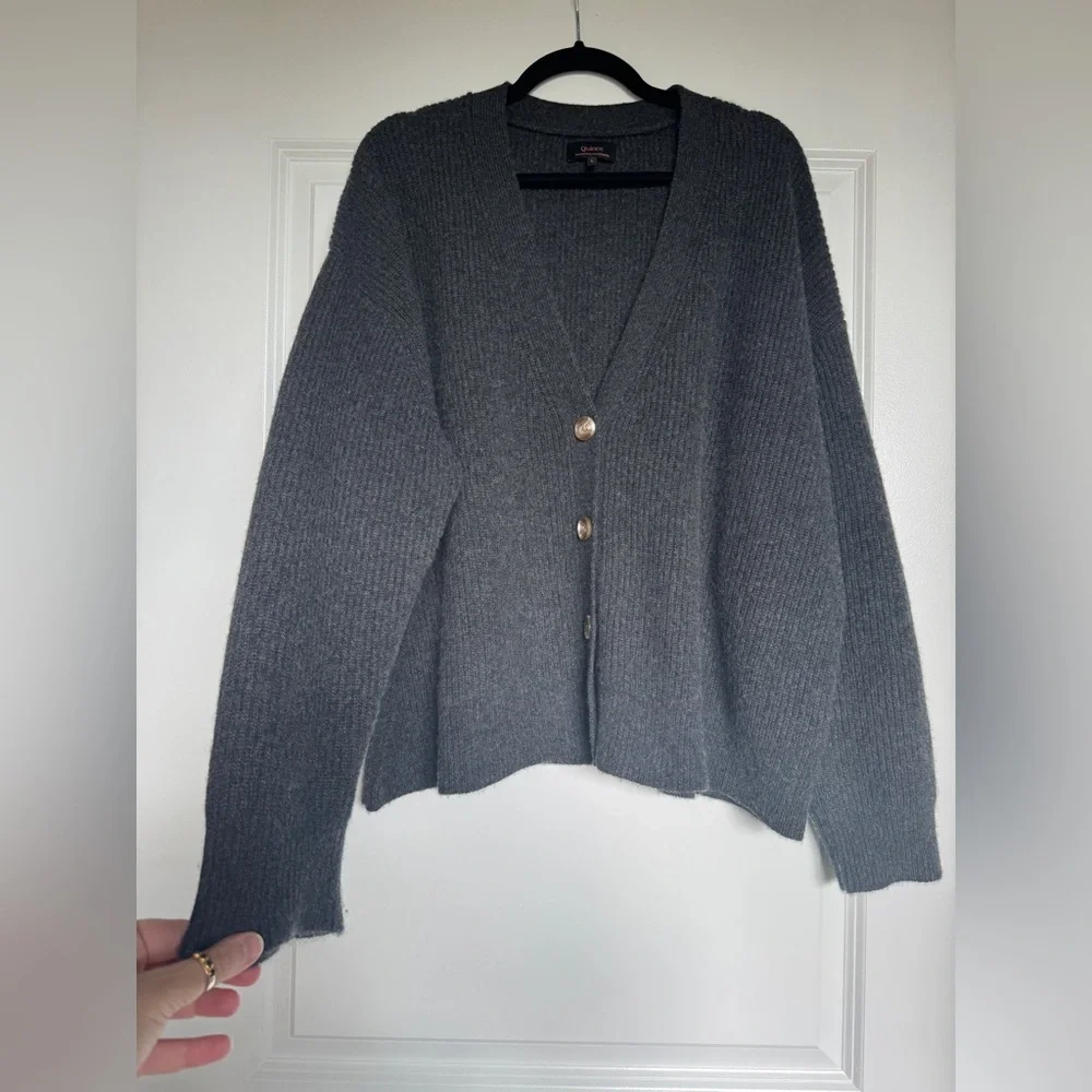 EUC Quince Mongolian Cashmere Fisherman Boxy Cropped Cardigan Sweater, Large - Picture 4 of 12